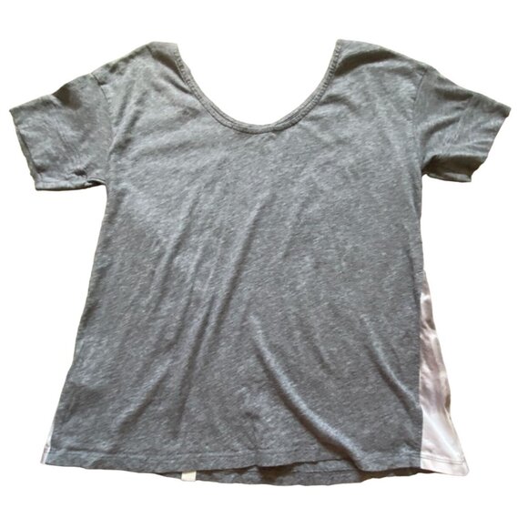 Leena & Lu Womens Cropped Fitted Tee/Shirt-100% Organic Cotton-Gray-Size L-GUC - Picture 6 of 6